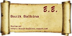Bozik Balbina névjegykártya